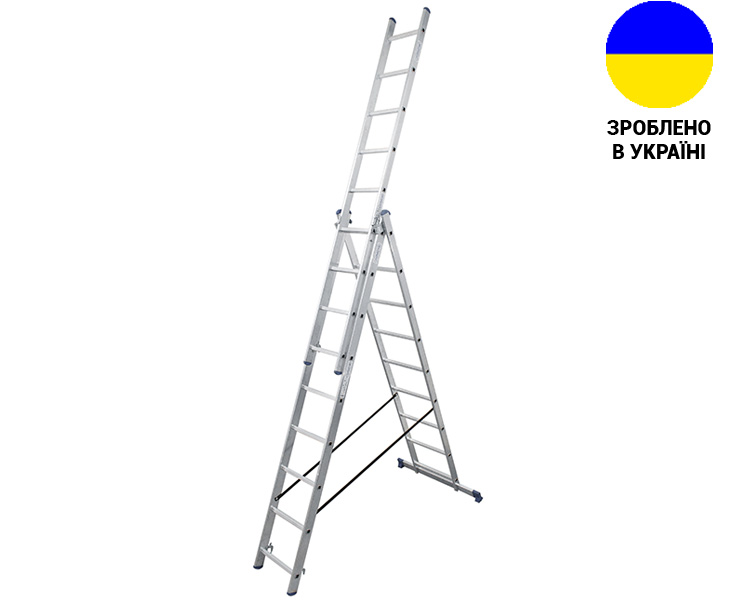 Алюминиевая трехсекционная лестница TRIOMAX VIRASTAR 3x9 ступеней